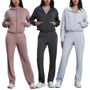 Conjunto Deportivo de Invierno Premium para Mujer, Ropa Deportiva Informal y Cómoda con Capucha, Cintura Elástica, para Gimnasio, Trotar, Actividades al Aire Libre, Elegante - Product Image 3