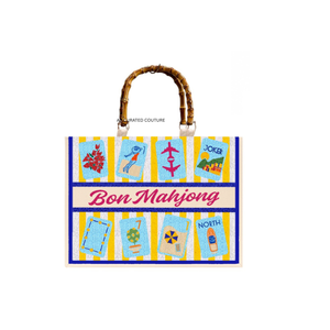 Bolsos de mano con cuentas y asa de bambú con diseño de Mahjong, hechos a mano, personalizados, con diseño a medida, lo último en bolsos de mano con cuentas. - Product Image 1