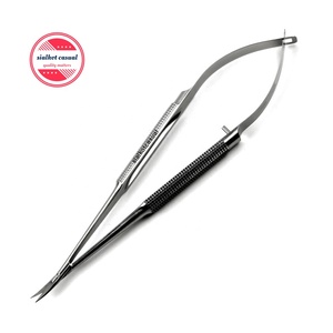 Tijeras de acero inoxidable con mango curvo, Micro resorte, mango redondo, 14cm, 5,5 pulgadas, instrumentos quirúrgicos - Product Image 1