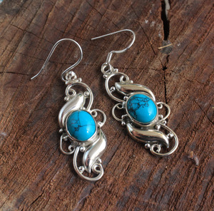 Wholesale Natural Turquoise <b>Earrings</b> 925 Sterling <b>Silver</b> Handmade Turquoise <b>Dangle</b> <b>Earrings</b> Vintage Gemstone Jewelry for Women - Product Image 2
