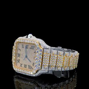 Nuevo Reloj de Alta Calidad con Diamante Moissanite para Hombre, Correa de Acero Inoxidable, Movimiento de Cuarzo, Estilo Hip Hop con Incrustaciones - Product Image 4