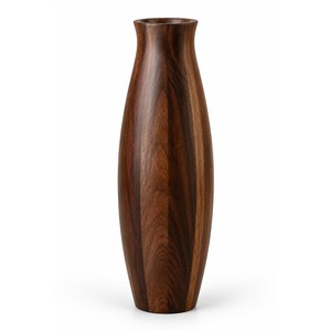 Vase de sol en bois d'acacia artisanal en gros |   Design conique brun foncé - Product Image 1