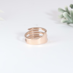 Bague de fiançailles en or rose multi-rangs de diamants, classique, à cinq niveaux, manchette ouverte, bande large fendue, bijou fantaisie pour femme - Product Image 2