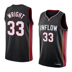 Camiseta de Baloncesto InfloW para Hombre, Negra, Roja y Blanca, Número 33 Wright, Cuello en V, Sin Mangas, Transpirable, de Poliéster, para Todas las Temporadas - Product Image 1