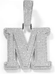 Pendentif litière blanc forme ronde M pendentif lettre personnalisée en argent Sterling Moissanite et autres bijoux hip hop - Product Image 2