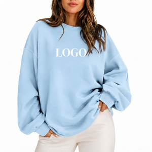 Sweat-shirt oversize à col montant pour femme en molleton de coton brossé épais, vierge, de qualité supérieure, pour usage quotidien et décontracté - Product Image 1