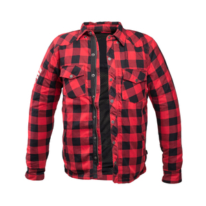 Men's Full Sleeve Flame Retardant Plaid <b>Motorcycle</b> <b>Shirt</b> Cotton Bamboo Fiber Winter Style Red Black Checkered Pattern Button - Product Image 2