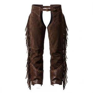 Men's Western <b>Half</b> <b>Chaps</b> Genuine Leather Breathable Slim Fit Fringe Buckle Closure Equestrian Accessory for Competition Use - Product Image 6