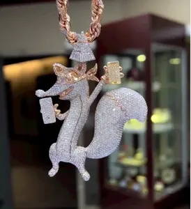 Colgante de Ardilla de Dibujos Animados con Moissanita, Amuleto de Animal Estilo Hip Hop, Plata de Ley 925, Joyería de Lujo, Diamante Tishya, para Mujer - Product Image 4