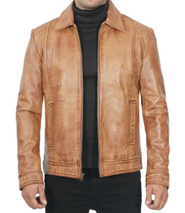 <b>Long</b> Sleeves Zip up Men's Winter New Fashion Solid Color <b>Leather</b> <b>Jackets</b> for Men - Product Image 4