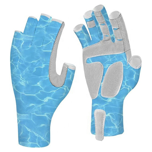 Oem Service Non <b>Slip</b> <b>Half</b> Finger Fishing Gloves Adjustable Wrist Strap Nylon Fillet Gloves for Men Outdoor Fishing Boating - Product Image 2