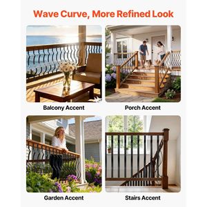 Set da 61 Pezzi di Balaustre Ondulate in Acciaio Zincato 32,28 x 1, Perni per Ringhiera in Metallo con Viti, Componenti Moderni per Scale e Terrazze - Product Image 6