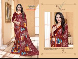 Sari imprimé unique au look traditionnel et contemporain pour toutes les occasions spéciales, provenant d'un fournisseur indien - Product Image 4