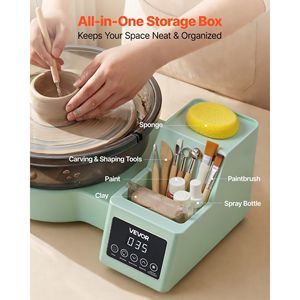 Torno de Cerámica Eléctrico de Mesa de 450W para Adultos, Plato Giratorio de Aluminio de 11 Pulgadas, 30-300 RPM Ajustables para Manualidades con Arcilla - Product Image 6