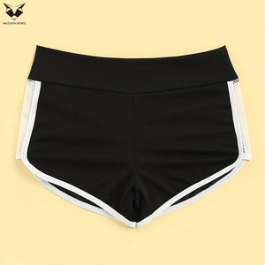 Top Trendy Product Eco Friendly <b>Fishnet</b> Stitching Lounge Short Breathable Elastic Waistband Women Loungewear Booty Shorts - Product Image 2