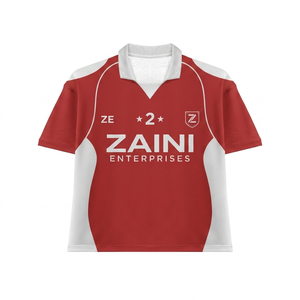 Camiseta Polo de Poliéster Interlock Premium de 180 GSM, Diseño de Paneles Rojos y Blancos, Sublimación, Logotipo Personalizado, Camisetas Polo para Hombre - Product Image 1