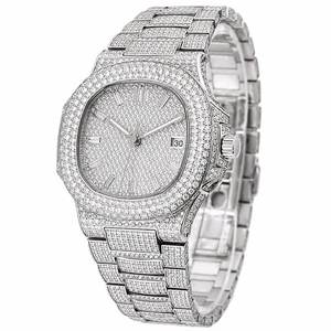 Montre de luxe pour homme en acier inoxydable, cadran analogique en cristal de moissanite, date, mouvement mécanique, 41 mm, résistance à l'eau 10 bars - Product Image 1