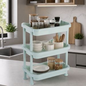 Three-Layer Durable <b>Plastic</b> Storage <b>Rack</b> Organizer Stackable Modern Multifunction Minimalist Design for Kitchen Sundries Holding - Product Image 3