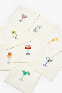 Sous-verre brodé en lin 100% monogrammé, serviettes de table personnalisées pour boissons, serviettes de cocktail réutilisables de style japonais avec ourlet festonné - Product Image 3
