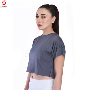 Women's Regular Fit <b>Crop</b> <b>Top</b> T-Shirt Crew Neck Short Sleeve Solid Casual Breathable Eco-Friendly Spring/Summer Everyday Wear - Product Image 4