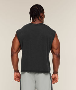 Débardeur noir sans manches pour homme, col en V, couleur unie, 100 % coton tricoté, décontracté et respirant - Product Image 3