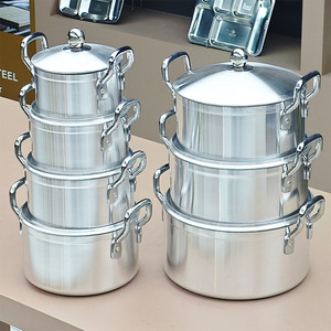 Set di Pentole in Alluminio con Doppio Manico, Fondo Piatto Rinforzato, Coperchio in Acciaio Non Rivestito, <span class=keywords><strong>Design</strong></span> Moderno e Semplice per Cucina - Product Image 4