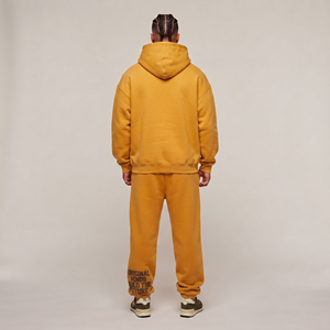 Conjunto de Sudadera con Capucha y Pantalones Deportivos Holgados de Felpa Ecológica Vintage para Hombre, con Bordado Desgastado, 500 g/m², Traje Deportivo de Invierno - Product Image 2