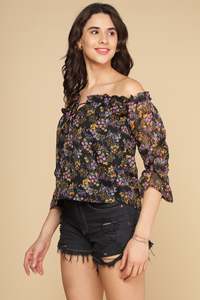 Vestido Maxi con Estampado Floral, Cuello Alto, Manga Larga, Corte en A, Chifón, Casual, Holgado, Transpirable, con Dobladillo Plisado, Cómodo para Primavera - Product Image 1