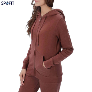 Sudadera con capucha y cremallera para mujer, forro polar, informal, con bolsillos canguro, puños y dobladillo acanalados - Product Image 3