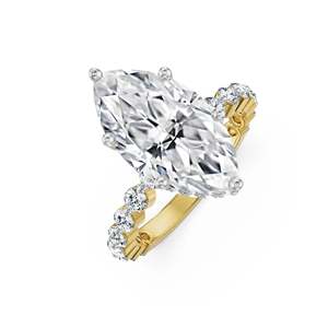 Bague de Mariage Élégante en Argent 925 avec Moissanite Taille Marquise et Accents de Pierres Rondes pour Femme - Product Image 2