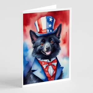 Schipperke patriotique américain fantaisiste A7 cartes de vœux paquet de 8 cartes vierges avec enveloppes taille 5x7 - Product Image 1