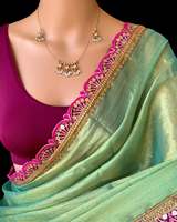 Sari en tissu de soie et coton tissé à motifs floraux délicats, bordure florale élégante de créateur, pour mariage et soirée, boutique de tissus en gros