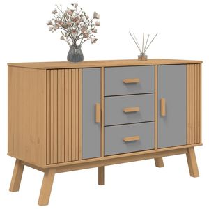 Buffet en bois de pin massif et bois d'ingénierie, gris et marron, taille moyenne - Product Image 5