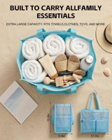 Sac fourre-tout en maille léger personnalisé avec logo, plusieurs poches, idéal pour la plage, la piscine, la natation, le shopping, le sport et les vacances
