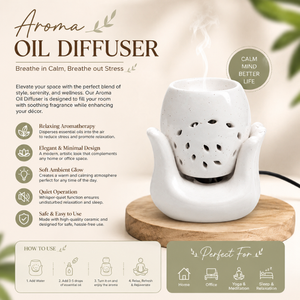 Luxury Smart Aroma Oil <b>Diffuser</b> <b>Ceramic</b> Electric <b>Diffuser</b> Handcrafted | Essential Oil Burner Aromatherapy Home Wellness Decor - Product Image 5