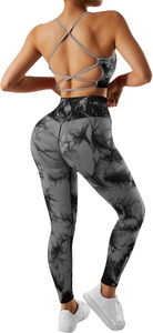 Ensemble de shorts de yoga sans couture pour femmes, 2 pièces, avec soutien-gorge, tenue de sport respirante imprimée en sérigraphie - Product Image 4