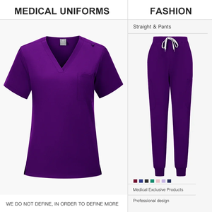 Uniformes Médicos de Punto Elástico de Poliéster en Colores de Moda, Uniformes de Enfermería Cómodos para Hospital, Unisex, Farmacia, Clínica - Product Image 6