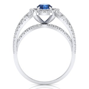 Anillos de compromiso REYES GRA de plata de ley 925 con moissanita VVS para mujer, 0.75 quilates, gema de zafiro azul, joyería fina - Product Image 4
