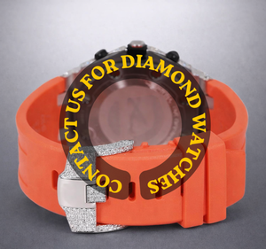 นาฬิกาเพชรโมอิสซาไนต์สุดหรูที่เป็นที่ต้องการอย่างมากสำหรับผู้ชาย ของขวัญวันครบรอบแต่งงานสำหรับผู้ชาย และนาฬิกาสายยางสีส้มสำหรับผู้ชาย - Product Image 3