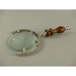 Loupe en forme de fer à cheval argenté avec manche en bois, impression de logo personnalisée, articles cadeaux nautiques - Product Image 1