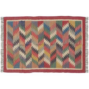 Tapis Dhurrie authentique en laine et jute 4x6 ajoutant de la texture et de la chaleur à tout espace de vie. - Product Image 3