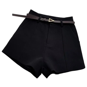 Shorts Casuales para Mujer, Corte en A, Cintura Alta, Elegantes, para Oficina, con Cinturón, Estilo Vintage, Pantalones Cortos Femeninos para Primavera/Verano - Product Image 1