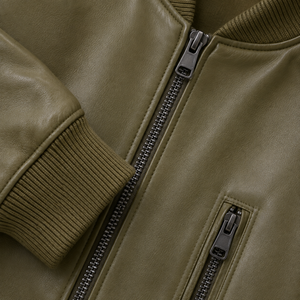Chaqueta de Invierno Premium para Hombre, de Cuero Genuino, Estilo Motero, con Logotipo Frontal, Ropa Exterior de Moda, Proveedor OEM al por Mayor - Product Image 5