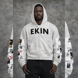 Custom XXXL 400 Gsm Cotton <b>Fleece</b> Breathable Digital print, Unisex Patch Embroidery Regular Fit Zip Hoodie - Product Image 3