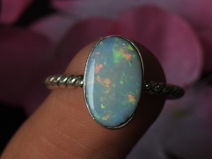 แหวนโอปอลออสเตรเลียปรับขนาดได้-เงินแท้ 925-พลอยประจำเดือนตุลาคม-โอปอลดับเบิ้ล-เครื่องประดับทำมือ-ของขวัญสำหรับเธอ-MS - Product Image 3