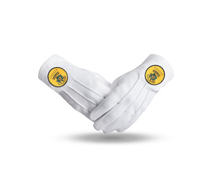 Gants de cérémonie en coton blanc Rose des Sept Sceaux avec patch rond jaune - Product Image 1