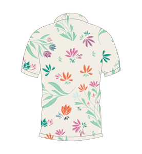 Camisa polo con estampado floral multicolor en color crema para hombre, camiseta informal de manga corta a la moda de verano - Product Image 2