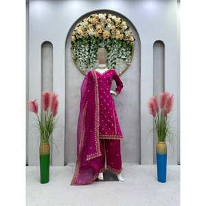 Parte superior e inferior de diseñador con Dupatta para ropa de fiesta Talla XL - Product Image 4