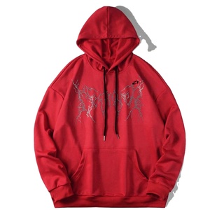 Sweat à capuche pour homme en molleton de coton avec motif en strass, coupe oversize, style streetwear, fabrication sur mesure, approvisionnement en gros - Product Image 1