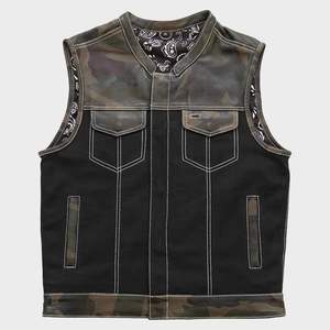 Chaleco de Motociclista Personalizado Estilo Camuflaje de Cuero Hunt Club - Product Image 1